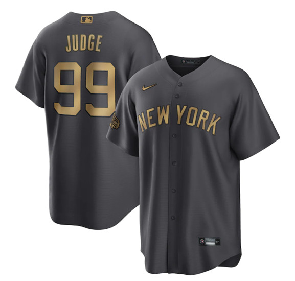 Men's New York Yankees #99 Aaron Judge Charcoal 2022 All-Star Cool Base Stitched Jersey